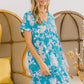 BiBi Floral Crinkle Shirred Ruffle Detail V Neck Dress - Farnelli