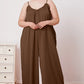Double Take Full Size Ruffle Trim Tie Back Cami Jumpsuit with Pockets - Farnelli