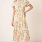 Mittoshop Flower Print Flutter Sleeve V Slit Maxi Dress - Farnelli