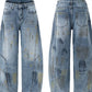 Men's Paint Splattered Wide Leg Jeans - Farnelli