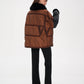 Sienna Genuine Lamb Leather Polar Fox Fur Trim Jacket in Umber
