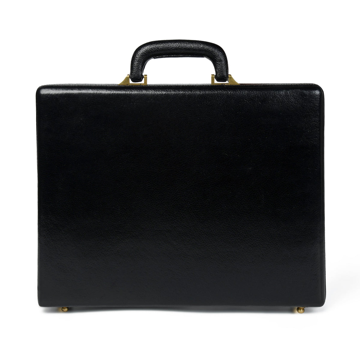 Black leather office suitcase briefcase by Classy Leather Bags with sturdy handles and a sleek professional design.
