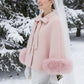 Pink Bridal Cape with Faux Fur Trim (Amanda Pin06)