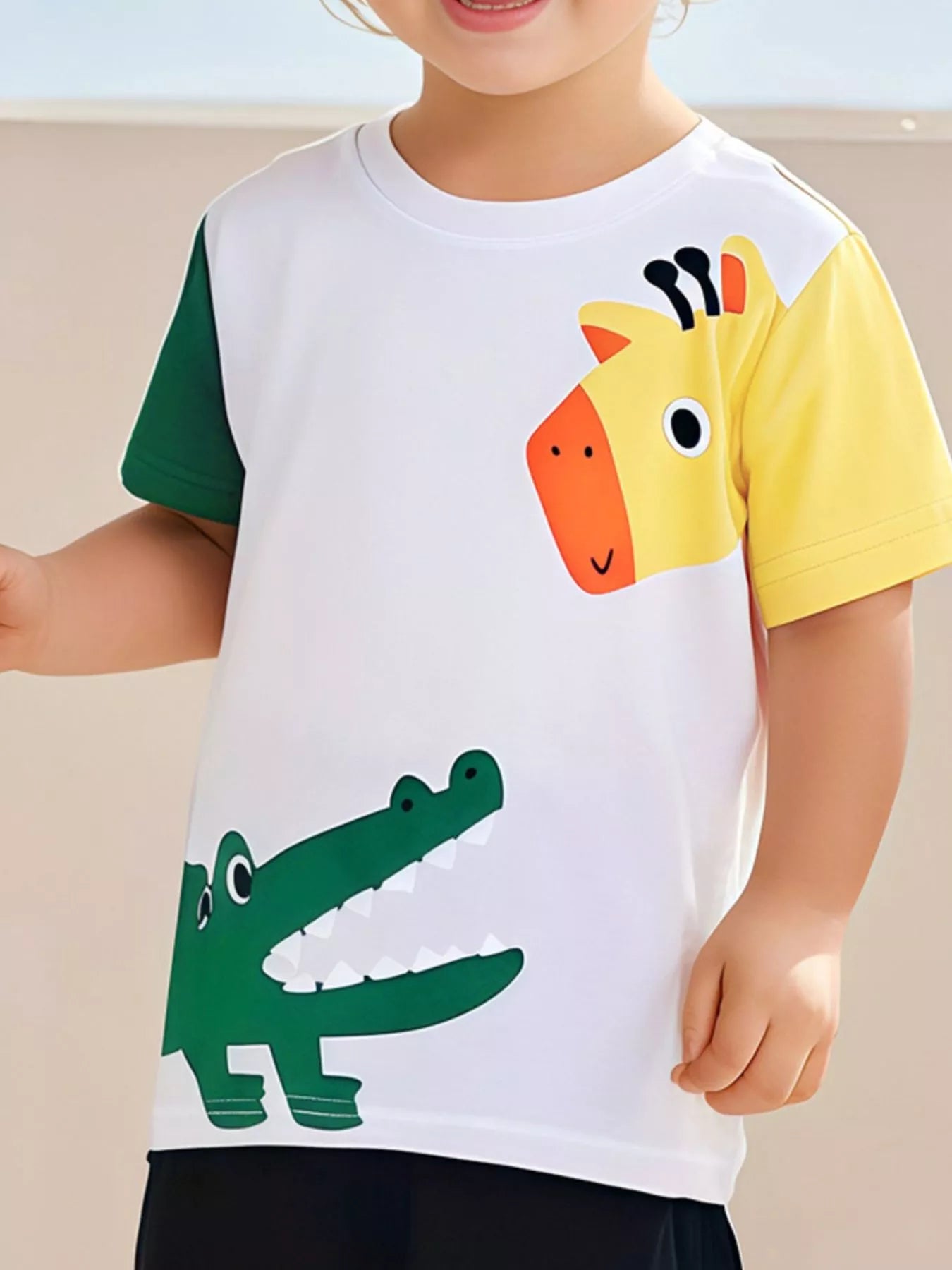 Children's Cartoon Animal Print Short Sleeve T-Shirt - Farnelli