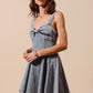 SO ME Mineral Washed Bow Ribbon Denim Flare Dress - Farnelli
