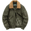 Men's Plus Size Vintage Fur Collar Bomber Jacket - Army Green