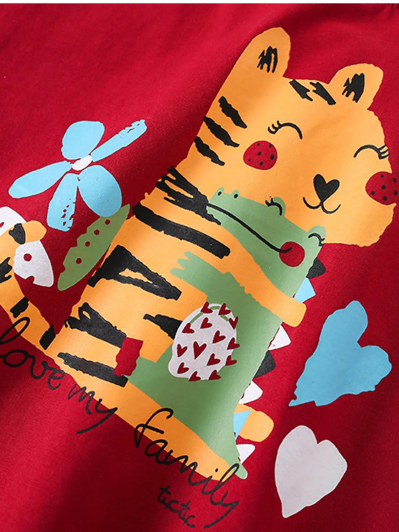 Children's Cartoon Tiger Graphic Ruffle Sleeve T-Shirt - Farnelli