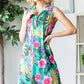 Heimish Full Size Floral Johnny Collar Sleeveless Dress Plus Size - Farnelli