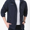 Men's Plus Size Lightweight Hooded Outdoor Jacket - Dark Blue