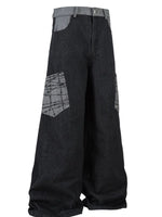 Men's Wide Leg Cargo Jeans with Contrast Panels - Farnelli