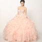Juliet 1418 Cinderella Ball Gown Organza Ruffle Skirt Beaded Corset Bodice