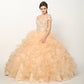 Juliet 1421 Cinderella Ball Gown Ruffled Tulle Cold Shoulder Embroidered Bodice