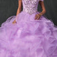 Juliet 1421 Cinderella Ball Gown Ruffled Tulle Cold Shoulder Embroidered Bodice