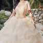 Juliet 1423 A-Line Princess Ball Gown Ruffled Tiered Tulle with Jacket