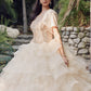 Juliet 1423 A-Line Princess Ball Gown Ruffled Tiered Tulle with Jacket