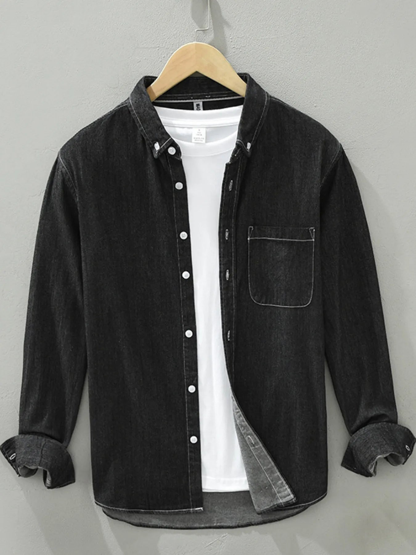 Men's Plus Size Button Up Long Sleeve Denim Shirt - Farnelli