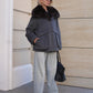Rimini Genuine Fur Trim Wool Blend Parka in Graphite
