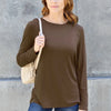 Basic Bae Full Size Round Neck Long Sleeve Top - Dark Brown