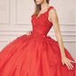 Juliet 1437 Floral Applique Quinceanera Ball Gown With 3D Flowers