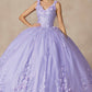 Juliet 1437 Floral Applique Quinceanera Ball Gown With 3D Flowers