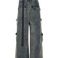 Men's Washed Cargo Jeans with Drawstring Waist - Farnelli