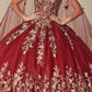 Juliet 1442 Long 3D Butterfly Appliques Strapless Bodice Cape Quinceanera Dress