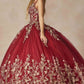 Juliet 1442 Long 3D Butterfly Appliques Strapless Bodice Cape Quinceanera Dress