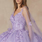 Juliet 1442 Long 3D Butterfly Appliques Strapless Bodice Cape Quinceanera Dress