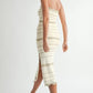 MABLE Contrast Striped Crochet Knit Midi Dress - Farnelli