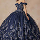 Juliet 1447 Long 3D Floral Appliques Off Shoulder Poofy Ball Gown