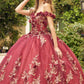 Juliet 1447 Long 3D Floral Appliques Off Shoulder Poofy Ball Gown