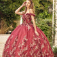 Juliet 1447 Long 3D Floral Appliques Off Shoulder Poofy Ball Gown