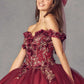 Juliet 1447 Long 3D Floral Appliques Off Shoulder Poofy Ball Gown