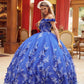 Juliet 1447 Long 3D Floral Appliques Off Shoulder Poofy Ball Gown