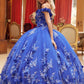 Juliet 1447 Long 3D Floral Appliques Off Shoulder Poofy Ball Gown