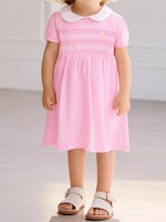 Children's Smocked Bodice Peter Pan Collar Dress - Farnelli