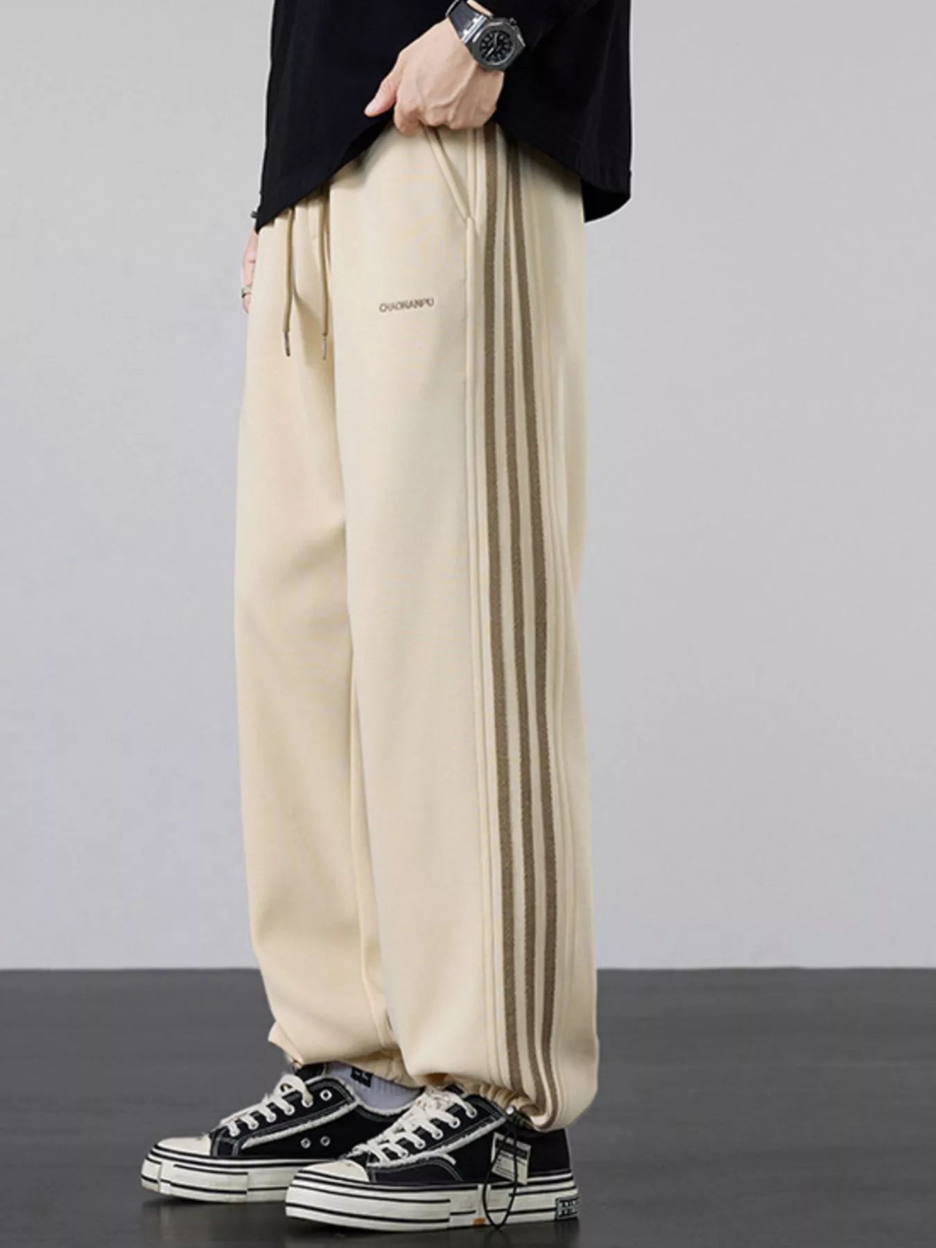 Men's Plus Size Casual Striped Wide Leg Sweatpants - Farnelli