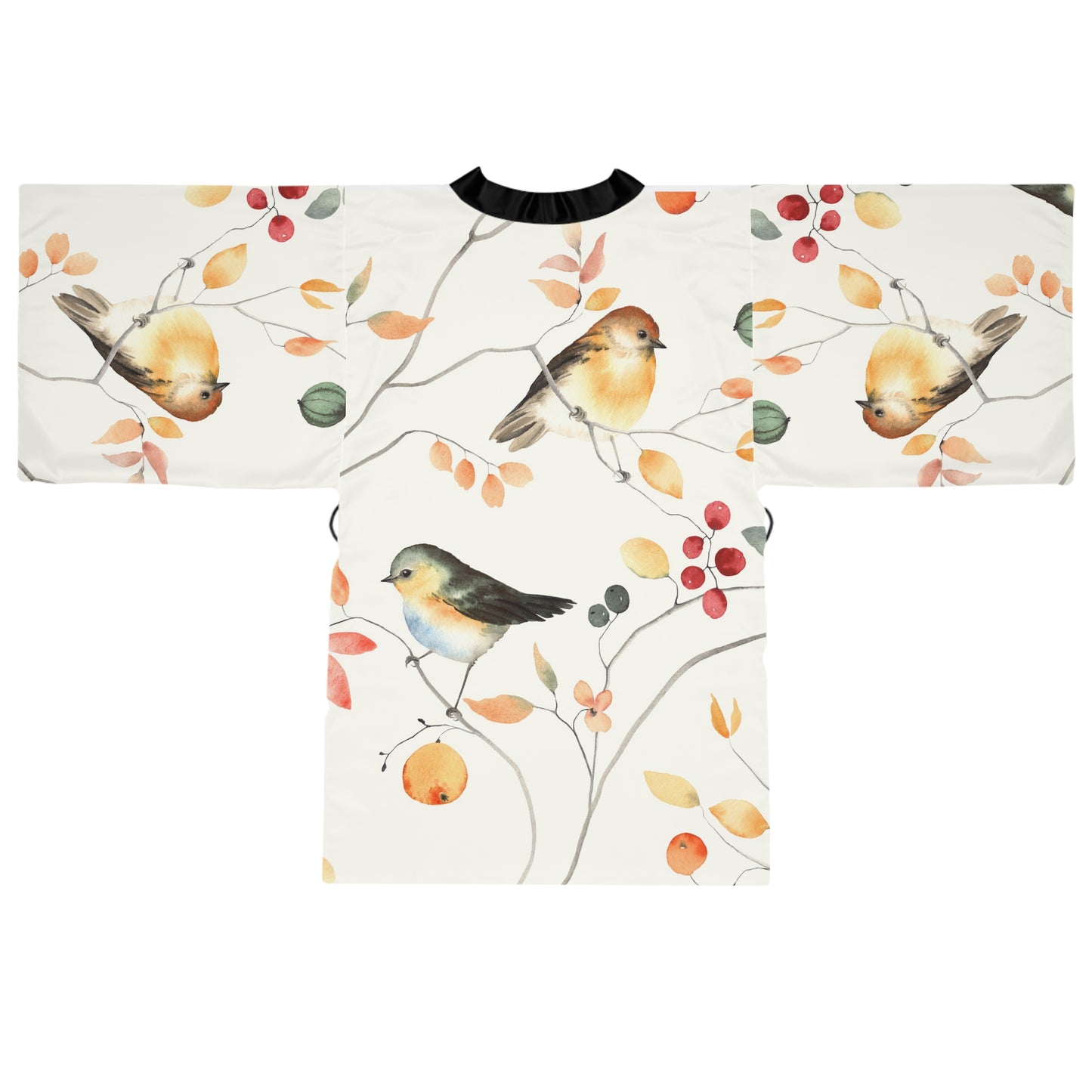 Botanical Bird Long Sleeve Kimono Robe | Cozy Loungewear, Relaxing Spa Gift, Boho Home Decor, Nature-Inspired Gift, Spring Fashion