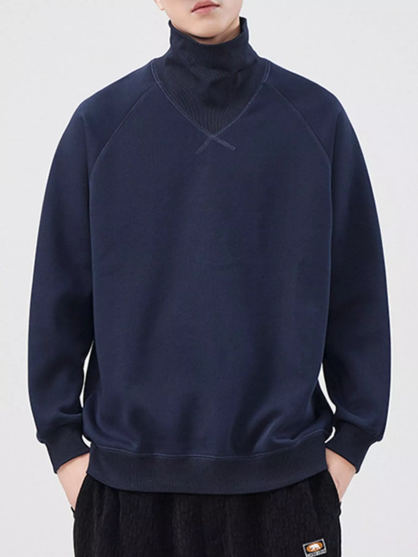 Men's Plus Size Turtleneck Long Sleeve Sweatshirt - Farnelli