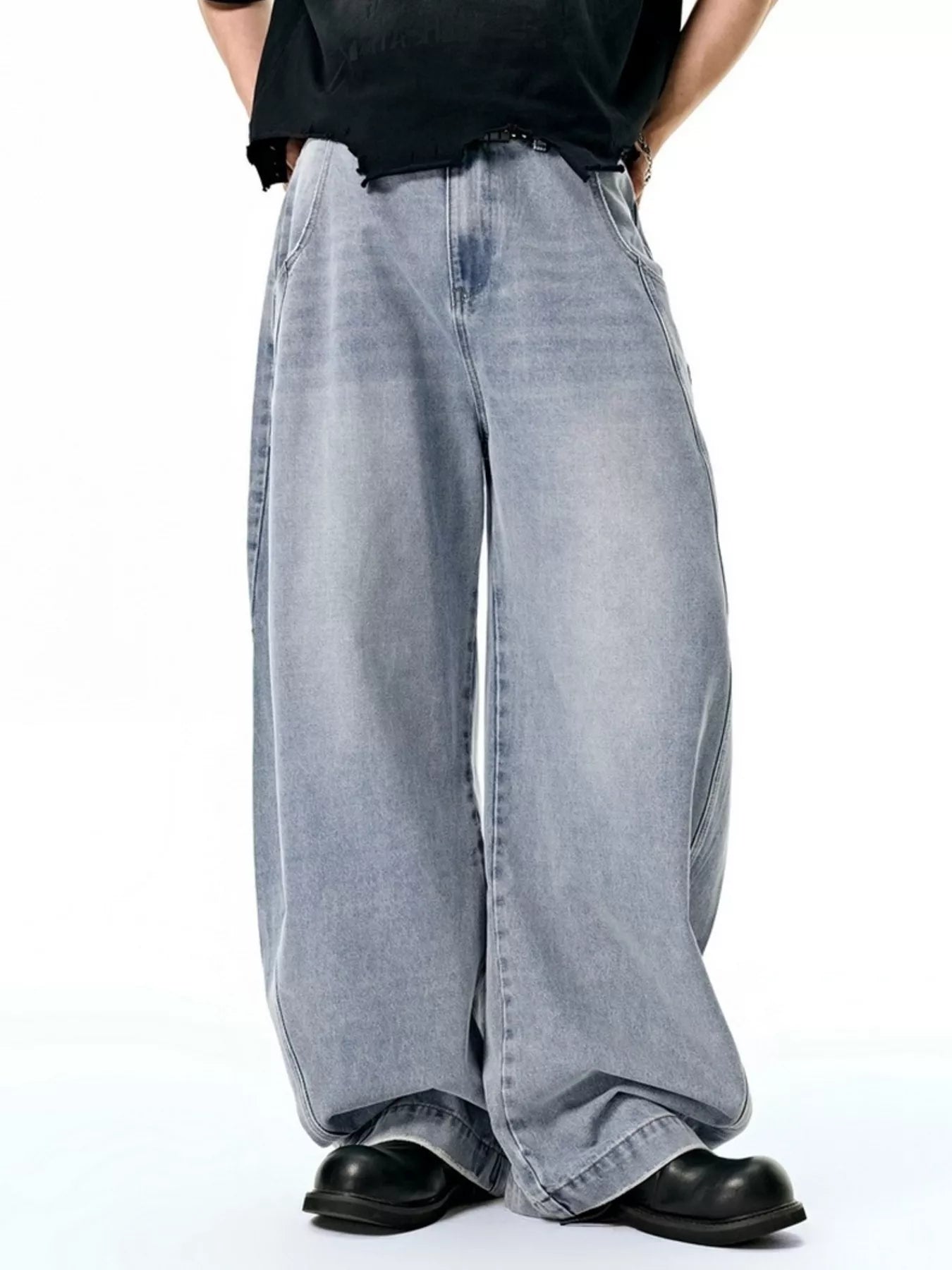 Men's Washed Wide Leg Jeans - Farnelli