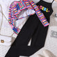 Children's Colorful Geometric Print Top & Jumpsuit Set - Farnelli