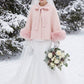 Ivory Cream Bridal Cape with Faux Fur Trim (Amanda Ivy06)