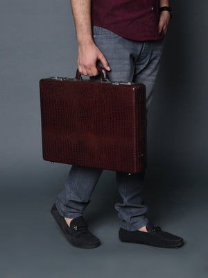 Brown Classy Leather Bags executive croco leather briefcase with sturdy handles and sleek design for professional use