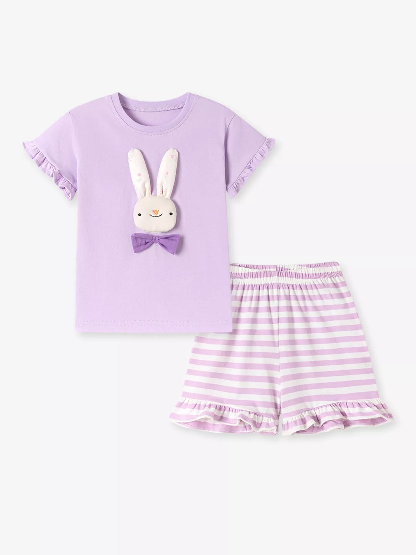 Children's Cute Bunny Applique Ruffle Trim Set - Farnelli
