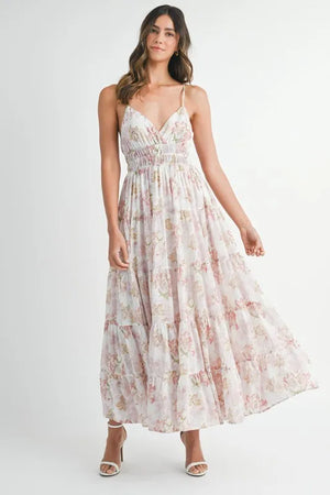 MABLE Floral Print Tiered Cami Maxi Dress - Farnelli