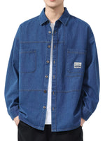 Men's Plus Size Button Up Long Sleeve Denim Shirt - Farnelli