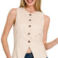 Zenana Linen Button Down Vest - Farnelli