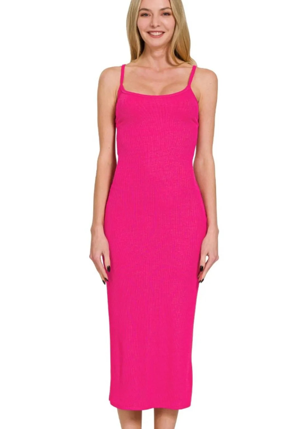 Zenana Ribbed Bodycon Midi Dress - Farnelli