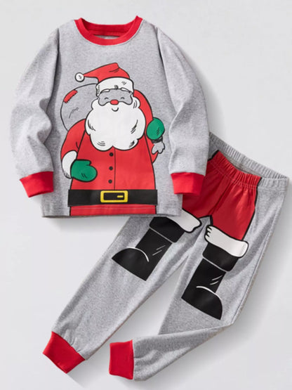 Children's Christmas Santa Round Neck Pajama Set - Farnelli
