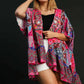 Umgee Full Size Mixed Print Ruffle Hem Open Front Cover Up Plus Size - Farnelli